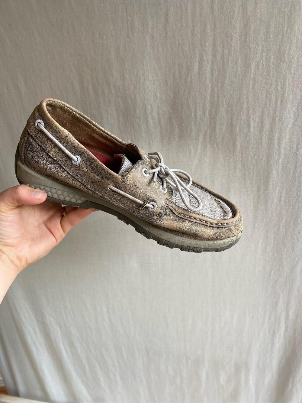 Twisted X Women's Boat Shoes - Brown and Cream